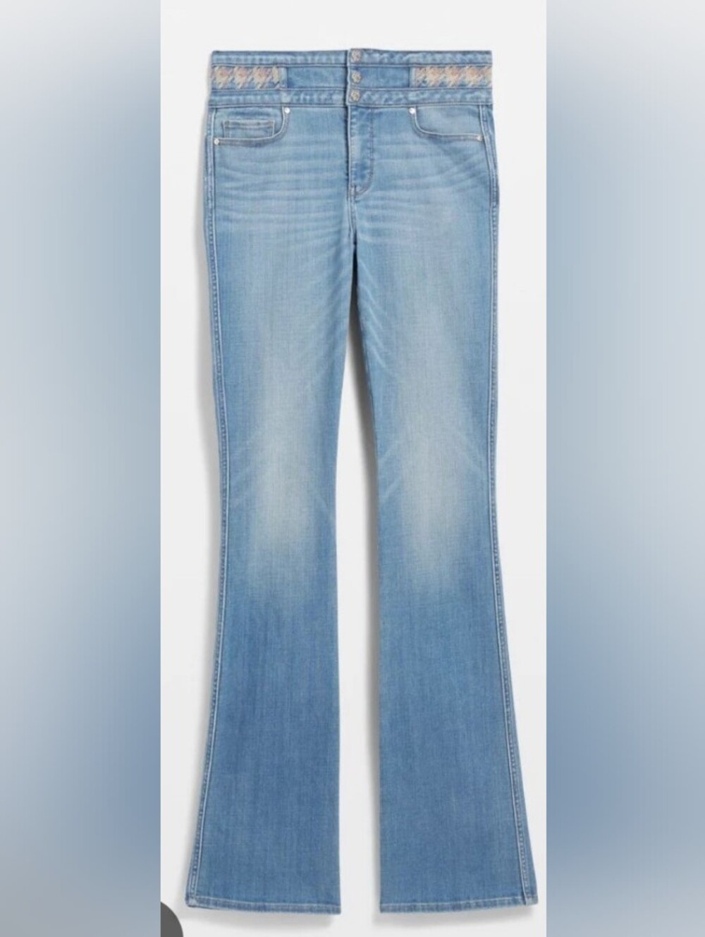 WHBM White House Black Market Skinny Flare Jeans Novelty Waistband 00 Like New